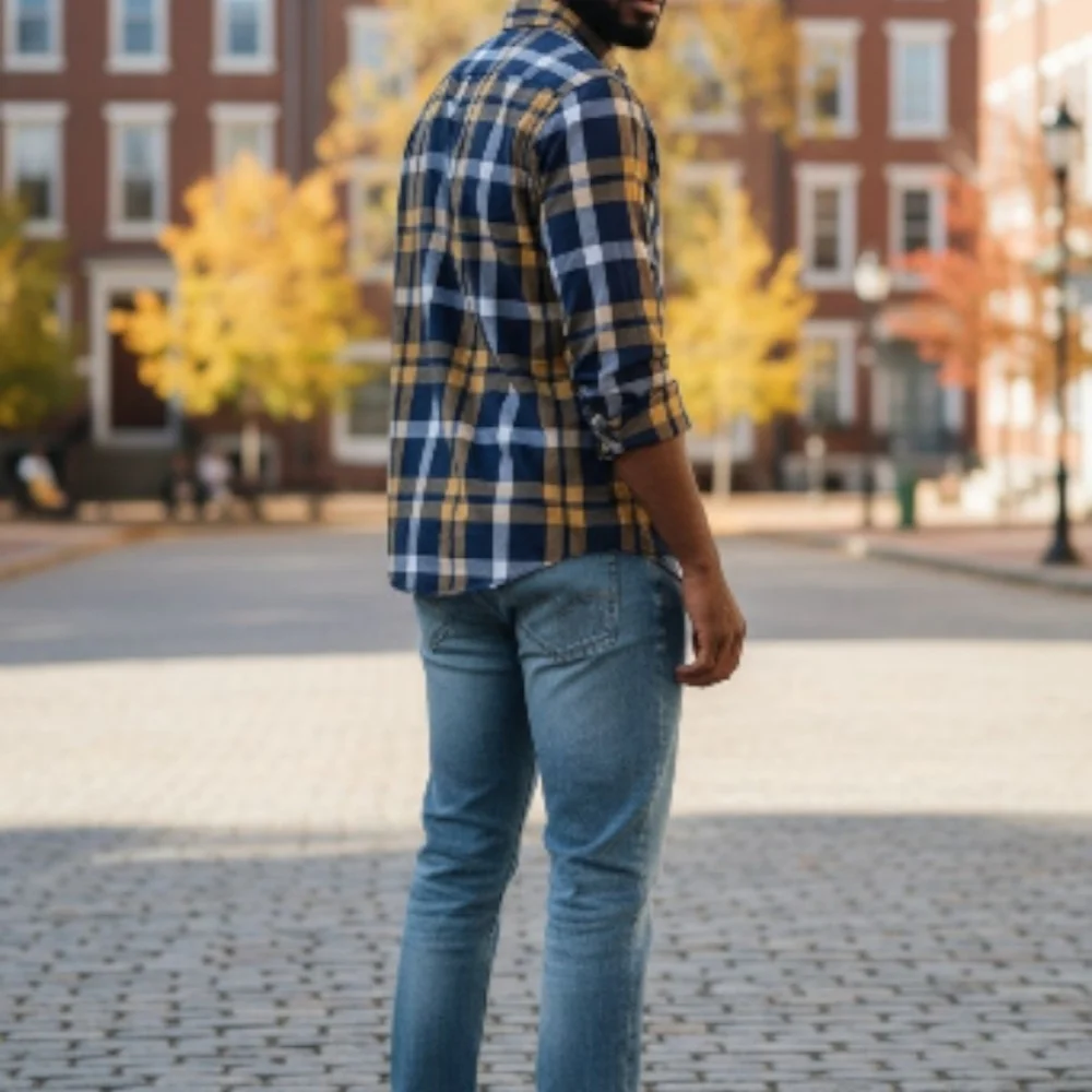 J. Crew Fitted EUC Sz. S Blue/Gold Long Sleeve‎ Casual Botton Down Shirt.